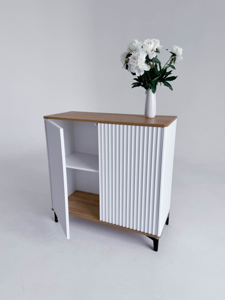 Изображение товара Тумба Shtabe Royal 5061 эко (белый/дуб кантри золотой/черный)