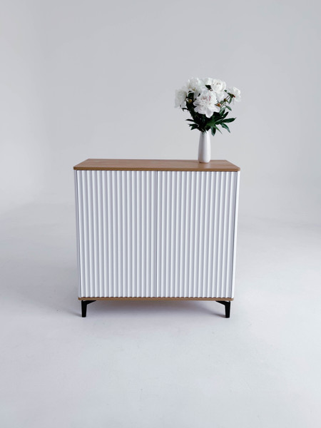 Изображение товара Тумба Shtabe Royal 5061 эко (белый/дуб кантри золотой/черный)