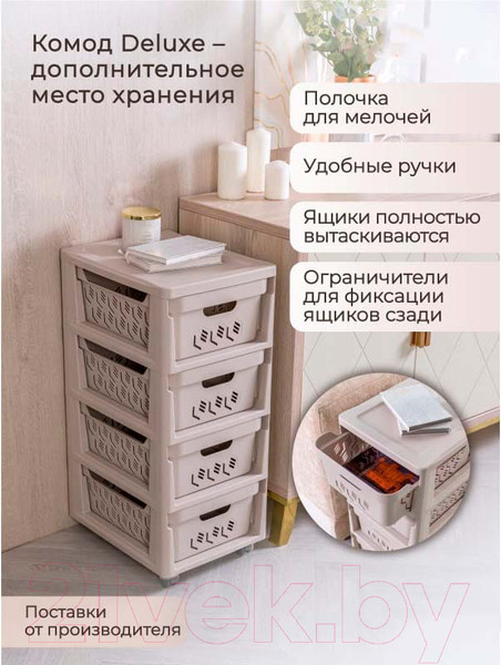 Изображение товара Комод пластиковый Econova Deluxe / 43327693470  (светло-бежевый)