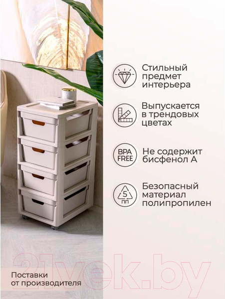 Изображение товара Комод пластиковый Econova Luxe / 43324673470  (светло-бежевый)