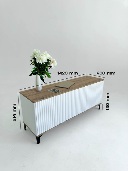 Изображение товара Тумба Shtabe Royal 5041 эко (белый/дуб кантри золотой/черный)