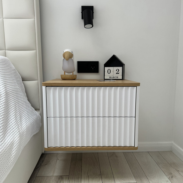 Изображение товара Прикроватная тумба Shtabe Royal 5002 эко (белый/дуб кантри золотой)