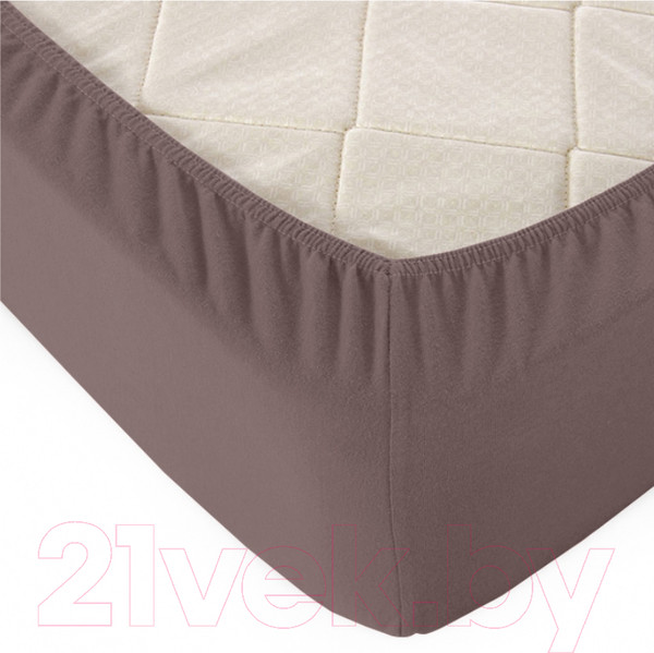 Изображение товара Простыня Alleri Трикотажная на резинке 70x200x20см (молочный шоколад)