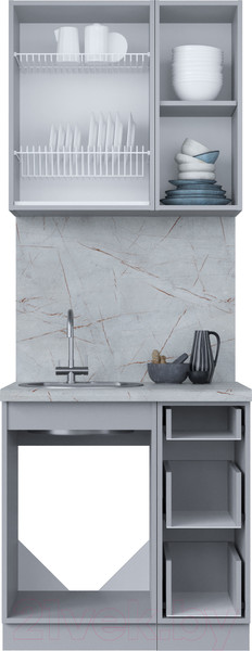 Изображение товара Кухонный гарнитур Интерлиния Мила Пластик 0.8 А (дуб эпоксид/антрацит/серый каспий)