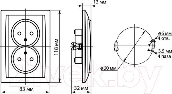 Изображение товара Розетка TDM Лама SQ1815-0124 (слоновая кость)
