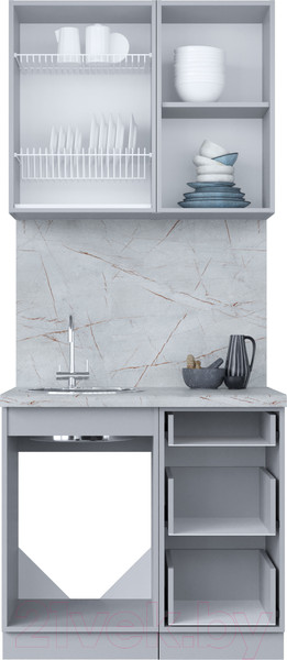 Изображение товара Кухонный гарнитур Интерлиния Мила Пластик 0.9 А (дуб эпоксид/антрацит/серый каспий)