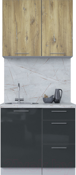 Изображение товара Кухонный гарнитур Интерлиния Мила Пластик 0.9 А (дуб эпоксид/антрацит/серый каспий)