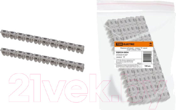 Изображение товара Маркер кабельный TDM SQ0534-0054 (100шт, серый)