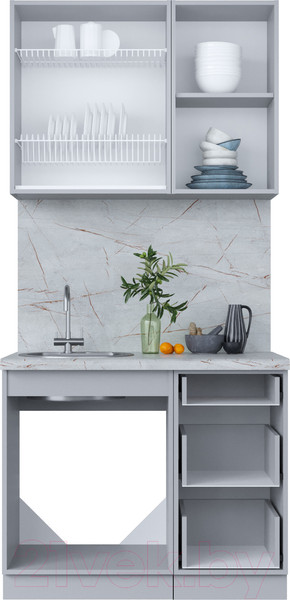 Изображение товара Кухонный гарнитур Интерлиния Мила Пластик 1.0 А (дуб эпоксид/черный/кастилло темный)