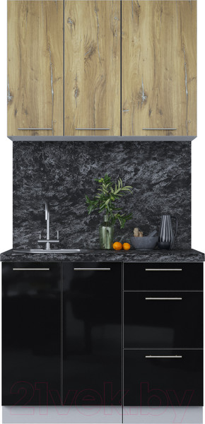 Изображение товара Кухонный гарнитур Интерлиния Мила Пластик 1.0 А (дуб эпоксид/черный/кастилло темный)