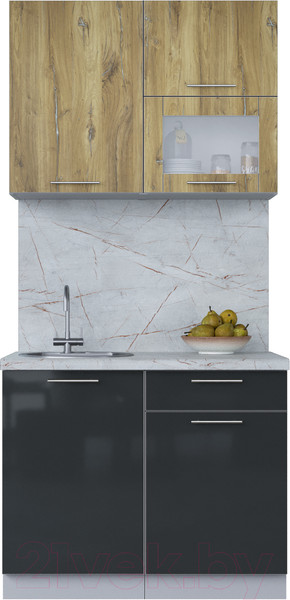 Изображение товара Кухонный гарнитур Интерлиния Мила Пластик 1.0 В (дуб эпоксид/антрацит/серый каспий)
