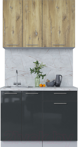 Изображение товара Кухонный гарнитур Интерлиния Мила Пластик 1.1 А (дуб эпоксид/антрацит/серый каспий)