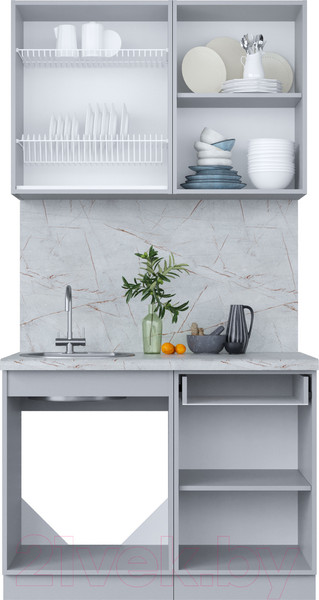 Изображение товара Кухонный гарнитур Интерлиния Мила Пластик 1.1 А (дуб эпоксид/черный/кастилло темный)