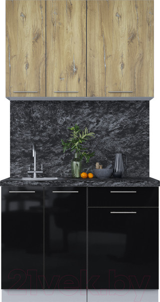 Изображение товара Кухонный гарнитур Интерлиния Мила Пластик 1.1 А (дуб эпоксид/черный/кастилло темный)