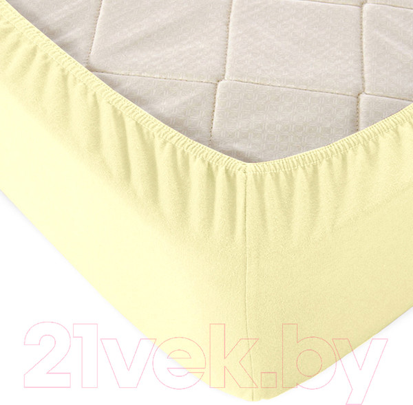 Изображение товара Простыня Alleri Трикотажная на резинке 80x200x20см (светло-желтый)