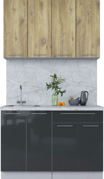 Изображение товара Кухонный гарнитур Интерлиния Мила Пластик 1.2 А (дуб эпоксид/антрацит/серый каспий)