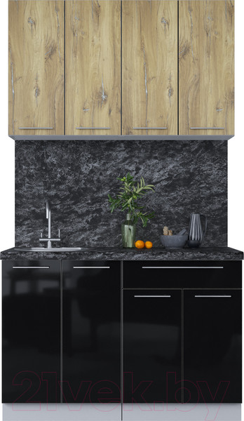 Изображение товара Кухонный гарнитур Интерлиния Мила Пластик 1.2 А (дуб эпоксид/черный/кастилло темный)
