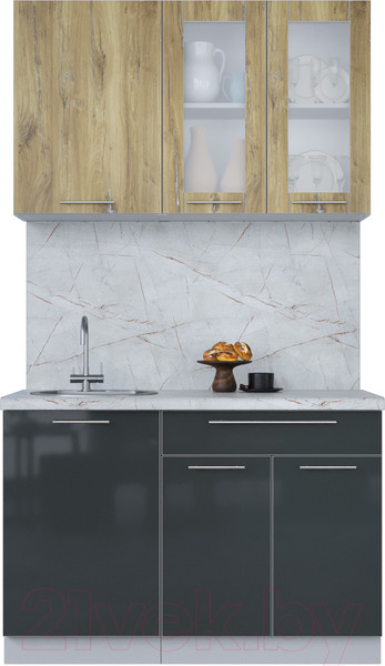 Изображение товара Кухонный гарнитур Интерлиния Мила Пластик 1.2 Б (дуб эпоксид/антрацит/серый каспий)