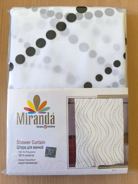 Изображение товара Шторка-занавеска для ванны Miranda Wavy Black