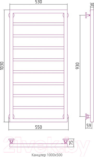 Изображение товара Полотенцесушитель водяной Сунержа Канцлер 100x50 / 00-0254-1050