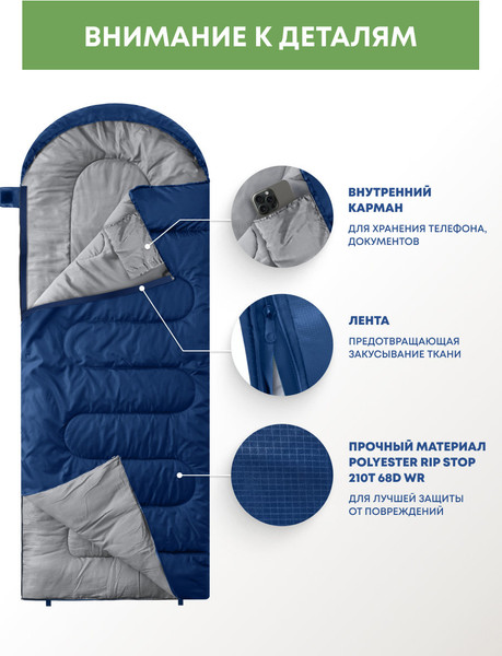 Изображение товара Спальный мешок RSP Outdoor Sleep 350 / SB-SLE-350-B-R (синий)