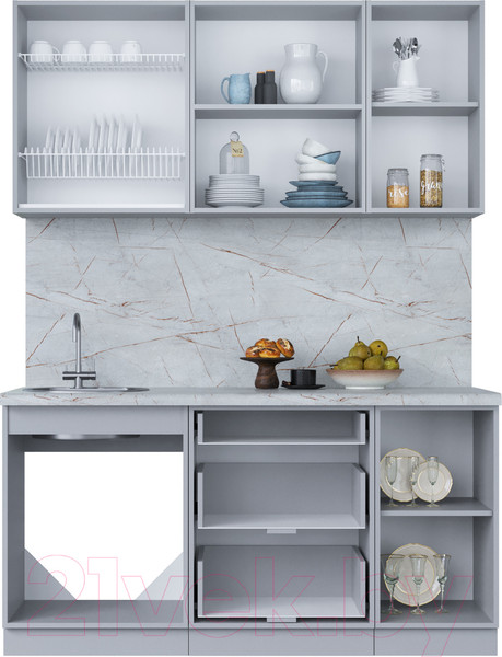 Изображение товара Кухонный гарнитур Интерлиния Мила Пластик 1.6 В (дуб эпоксид/антрацит/серый каспий)