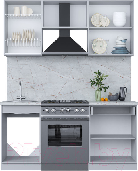 Изображение товара Кухонный гарнитур Интерлиния Мила Пластик 1.7 А (дуб эпоксид/антрацит/серый каспий)