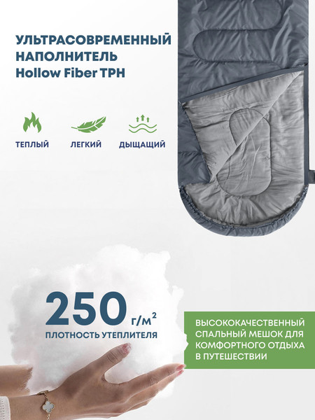 Изображение товара Спальный мешок RSP Outdoor Sleep 250 / SB-SLE-250-G-R (серый)