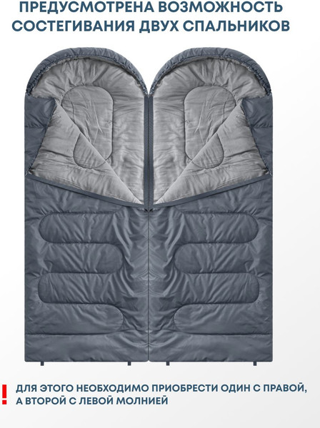 Изображение товара Спальный мешок RSP Outdoor Sleep 150 / SB-SLE-150-G-R (серый)