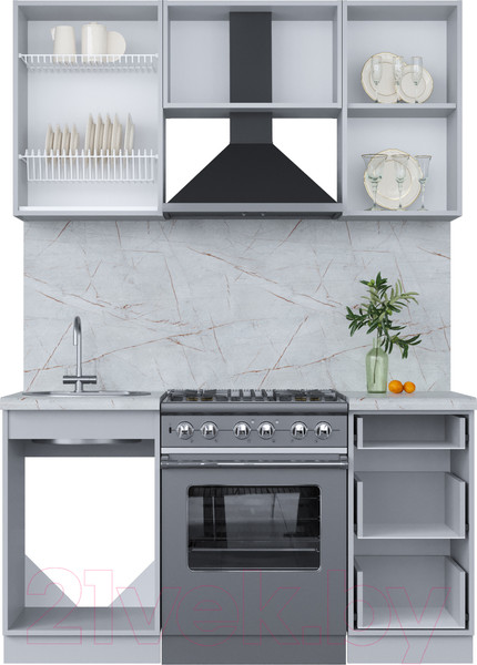 Изображение товара Кухонный гарнитур Интерлиния Мила Пластик 1.5 А (дуб эпоксид/антрацит/серый каспий)