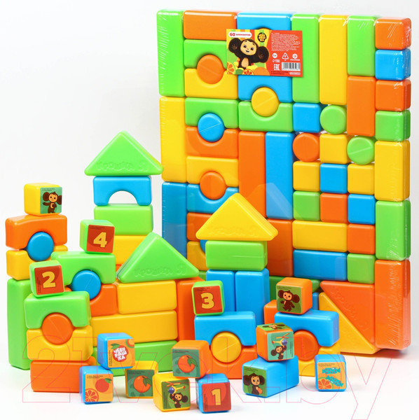Изображение товара Развивающий игровой набор Соломон Набор цветных кубиков. Чебурашка / 10359598 (60шт)