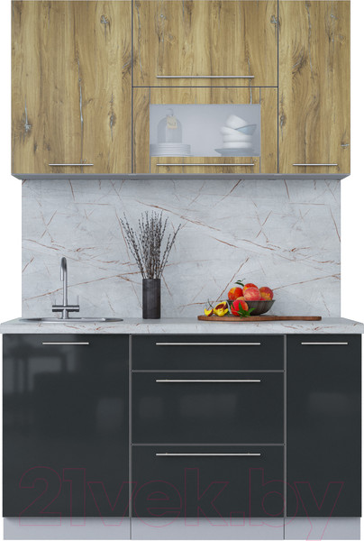 Изображение товара Кухонный гарнитур Интерлиния Мила Пластик 1.4 В (дуб эпоксид/антрацит/серый каспий)