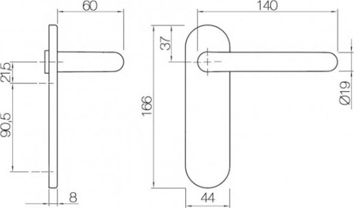 Изображение товара Ручка дверная Prolok SS-170BR на планке (нержавеющая сталь)