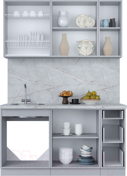 Изображение товара Кухонный гарнитур Интерлиния Мила Пластик 1.5 Б (дуб эпоксид/антрацит/серый каспий)