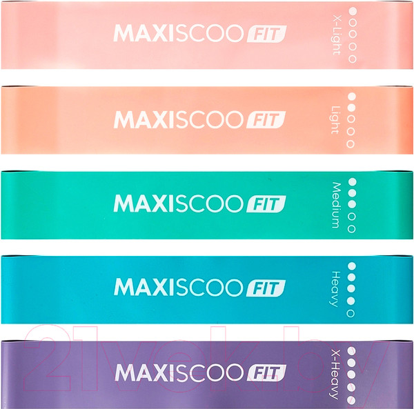 Изображение товара Набор эспандеров Maxiscoo Fit С мешком для хранения / MSF-LU-280723-5 (5шт)