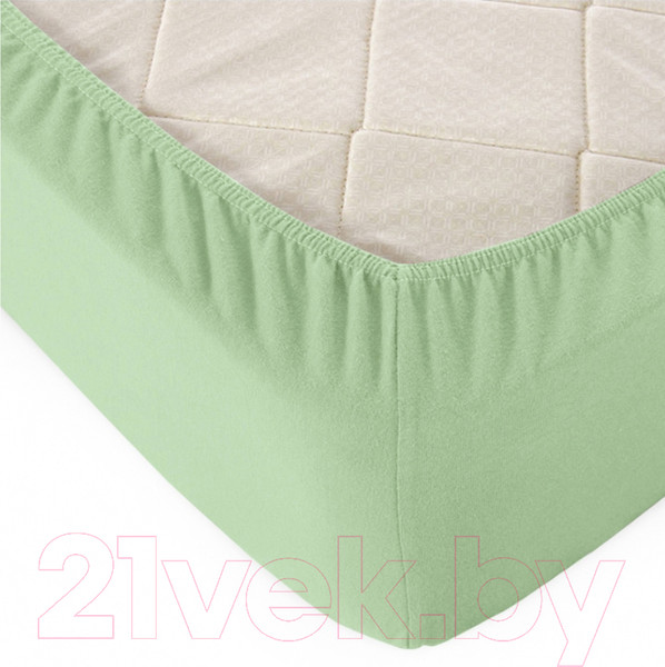 Изображение товара Простыня Alleri Трикотажная на резинке 90x200x20см (оливковый)