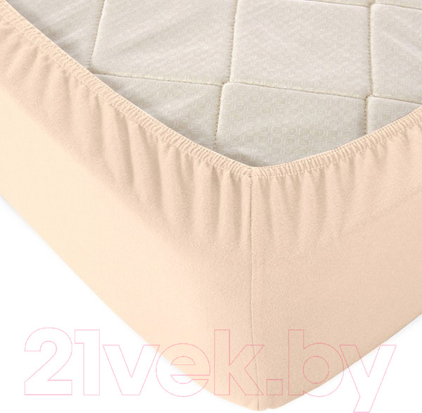 Изображение товара Простыня Alleri Трикотажная на резинке 90x200x20см (кремовый)