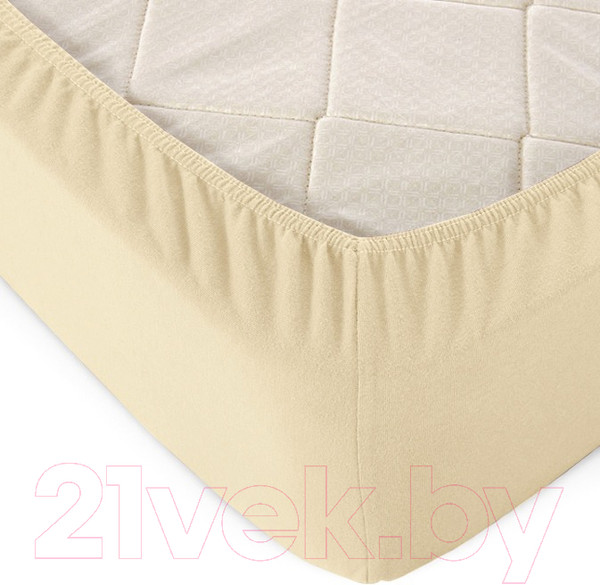 Изображение товара Простыня Alleri Трикотажная на резинке 120x200x20см (бежевый)