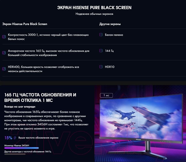 Изображение товара Монитор Hisense 34G6H (черный)