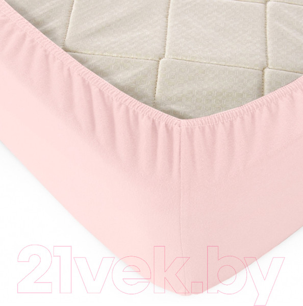 Изображение товара Простыня Alleri Трикотажная на резинке 120x200x20см (светло-розовый)