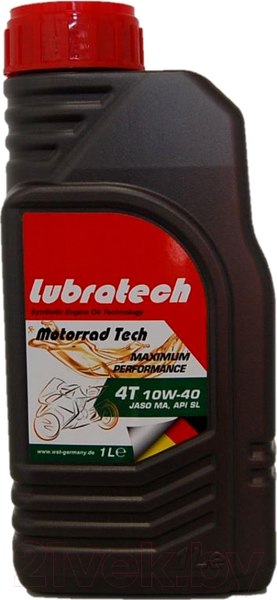 Изображение товара Моторное масло Lubratech Motorrad Tech 10W40 4T (1л)