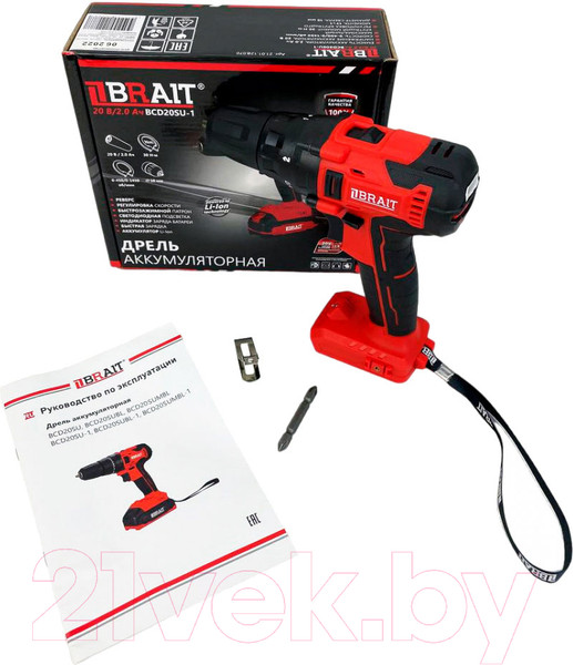 Изображение товара Аккумуляторная дрель-шуруповерт Brait BCD20SU-1 