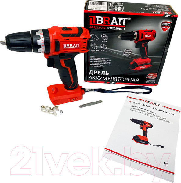Изображение товара Аккумуляторная дрель-шуруповерт Brait BCD20SUBL-1