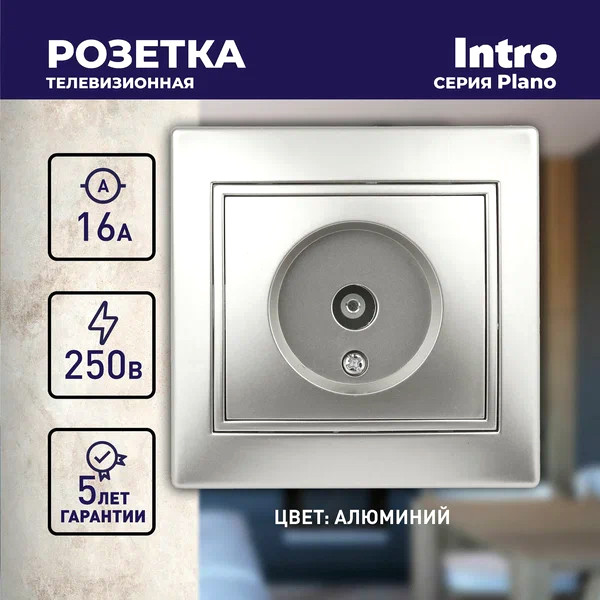 Изображение товара Розетка INTRO Plano 1-301-03 / Б0030078 (алюминий)