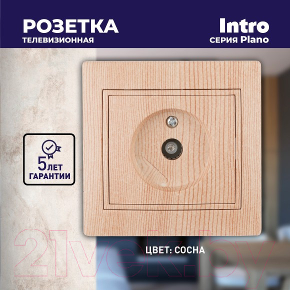 Изображение товара Розетка INTRO Plano 1-301-11 / Б0030081 (сосна)
