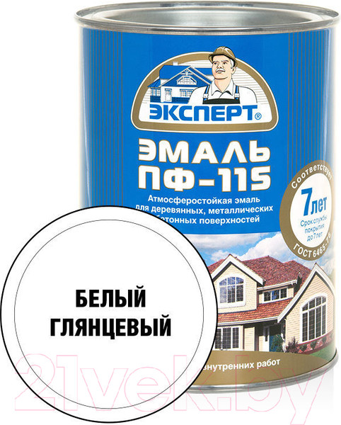 Изображение товара Эмаль Эксперт ПФ-115М Глянцевый (800г, белый)