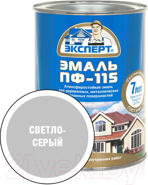 Изображение товара Эмаль Эксперт ПФ-115М Глянцевый (800г, светло-серый)