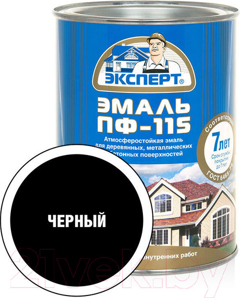 Изображение товара Эмаль Эксперт ПФ-115М Глянцевый (800г, черный)