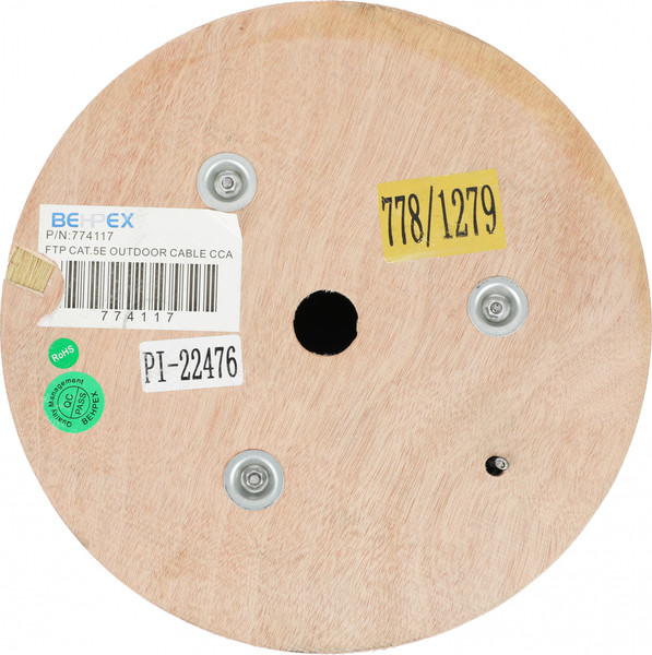 Изображение товара Кабель No Brand FTP 4 пары cat5E solid 0.51мм CCA (305м, черный)