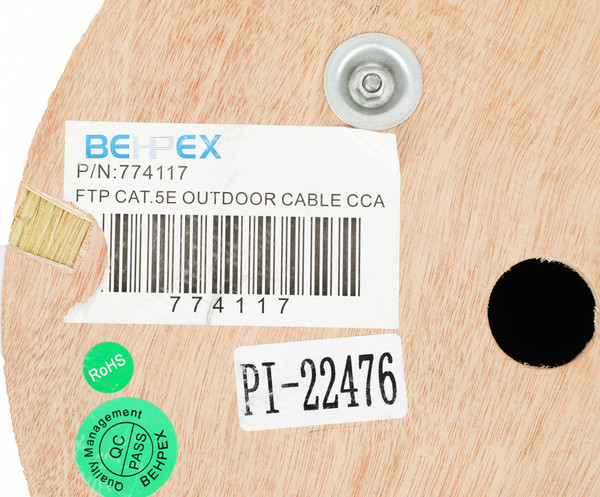 Изображение товара Кабель No Brand FTP 4 пары cat5E solid 0.51мм CCA (305м, черный)